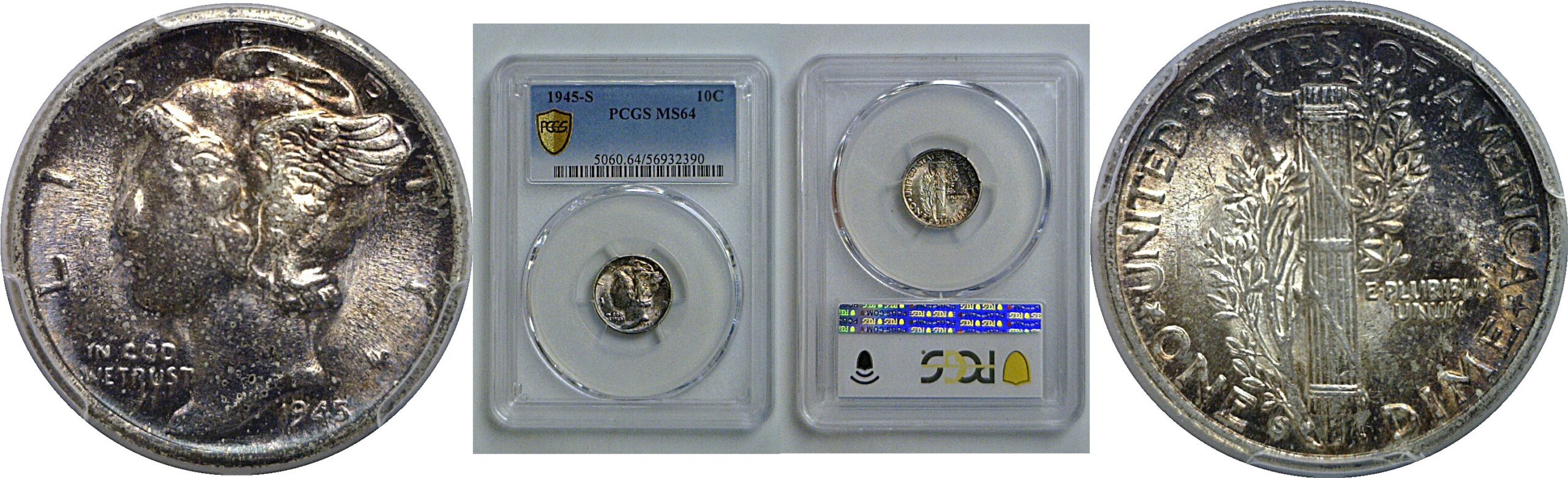 1945-S Mercury Dime   PCGS MS-64