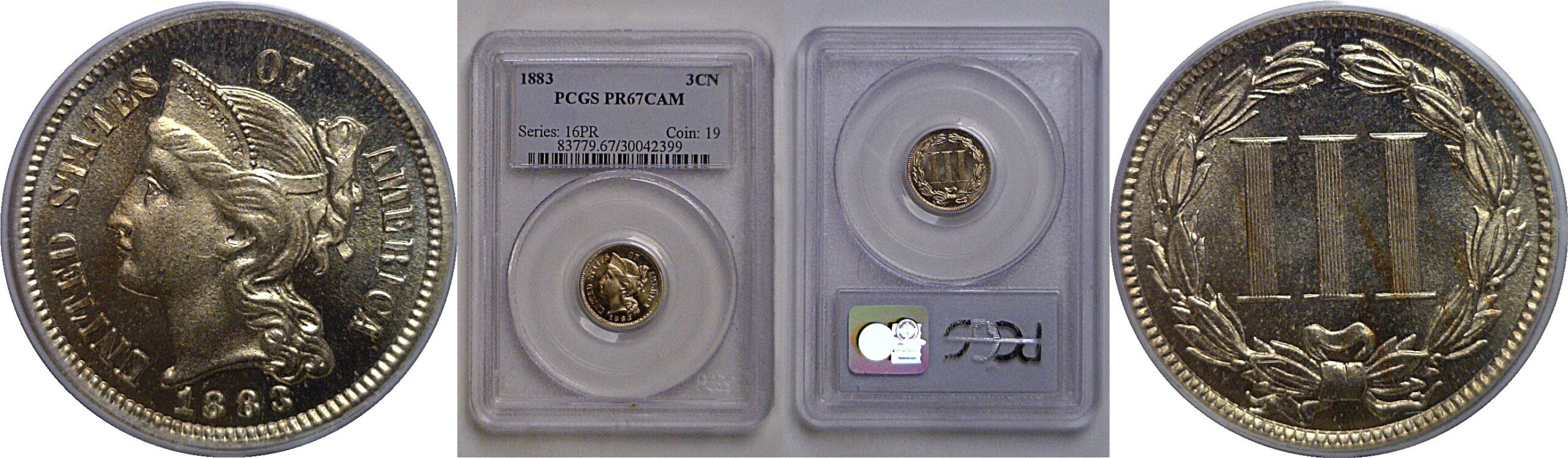 1883 Nickel Three Cent   PCGS PR-67 CAM