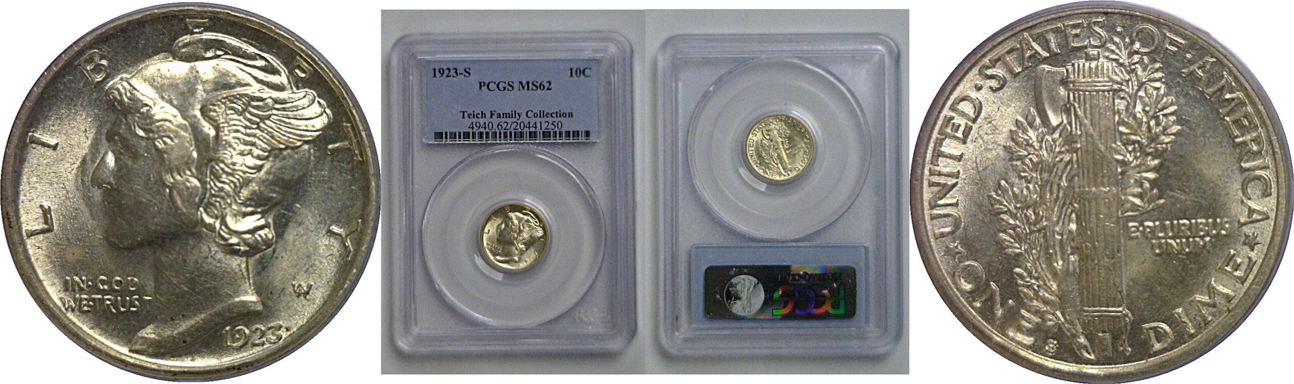 1923-S Mercury Dime   PCGS MS-62