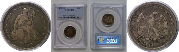 1875-CC Twenty Cent Piece  PCGS F-15