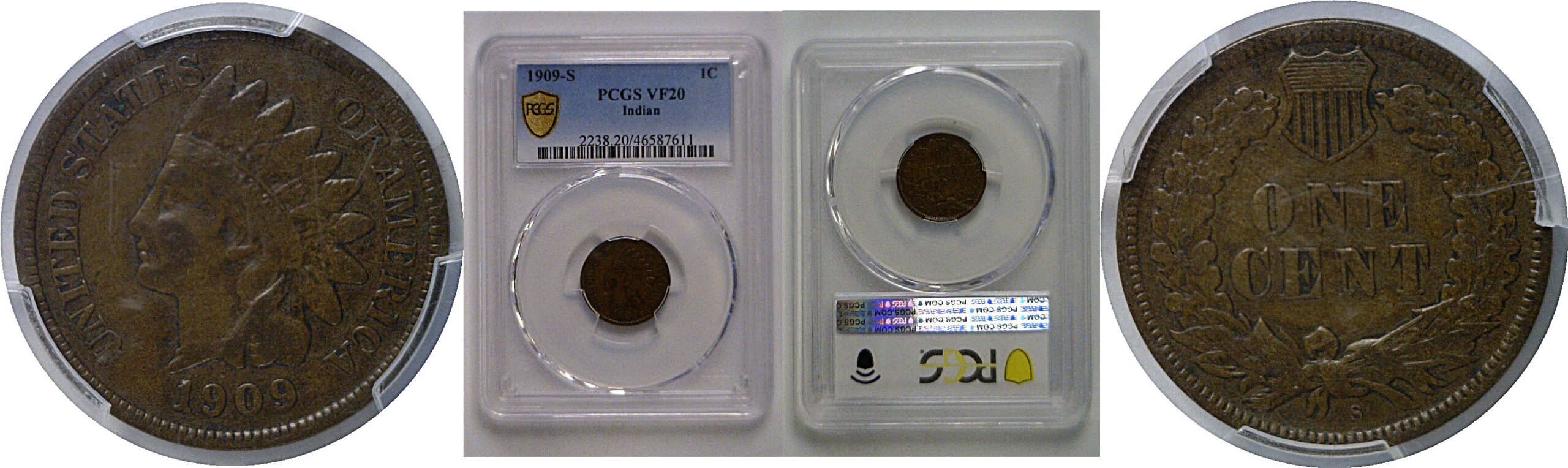 1909-S Indian Head Cent    PCGS VF-20