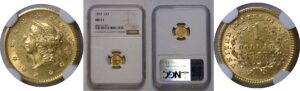 1853 One Dollar Gold Coin   NGC MS-61