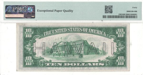 1934-A $10 Hawaii Fr-2303 PMG XF-40 EPQ - Image 3