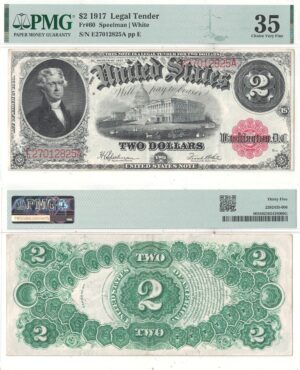 1917 $2 Legal Tender Note Fr-60 PMG VF-35