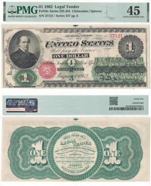 1862 $1 Legal Tender Note Fr-16c PMG XF-45