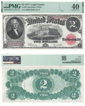1917 $2 Legal Tender Note Fr-60 PMG XF-40