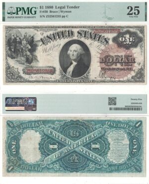 1880 $1 Legal Tender Note Fr-30 PMG VF-25
