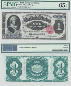 1891 $1 Silver Certificate Fr-223 PMG Gem CU-65 EPQ