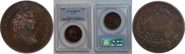1859 Pattern Half Dollar  Judd-238   PCGS PR-64 BN