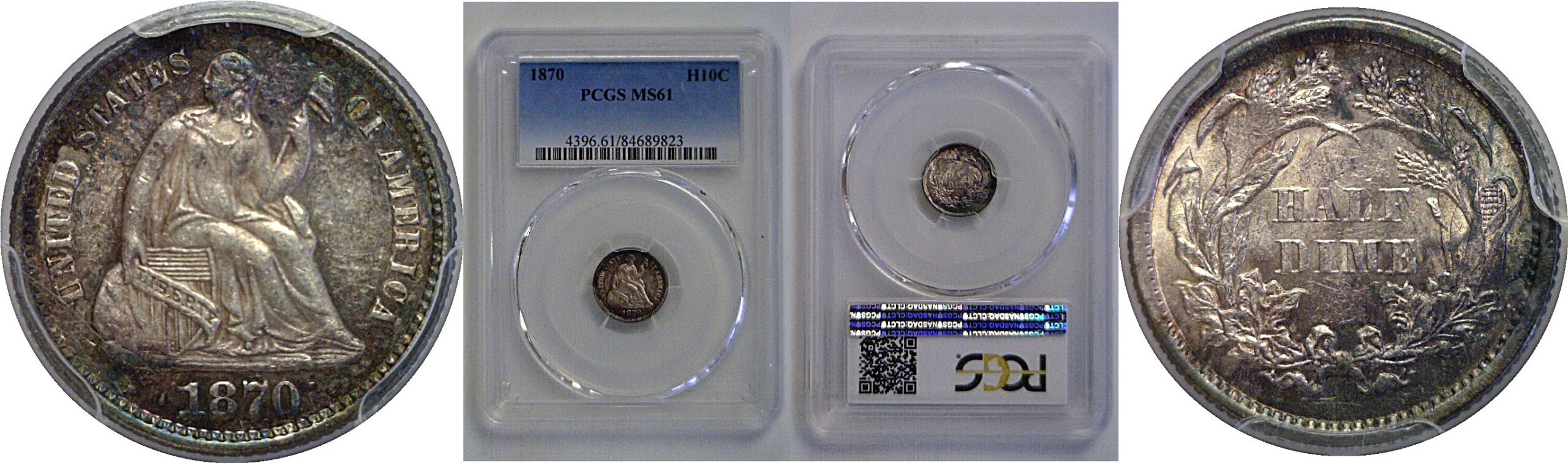 1870 Seated Liberty Half Dime   PCGS MS-61