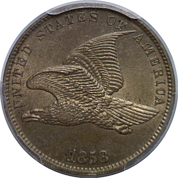 1858 Small Letters  Flying Eagle Cent   PCGS MS-63  CAC - Image 2