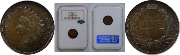 1886 T-2  Indian Head Cent   NGC PR-65 BN CAC