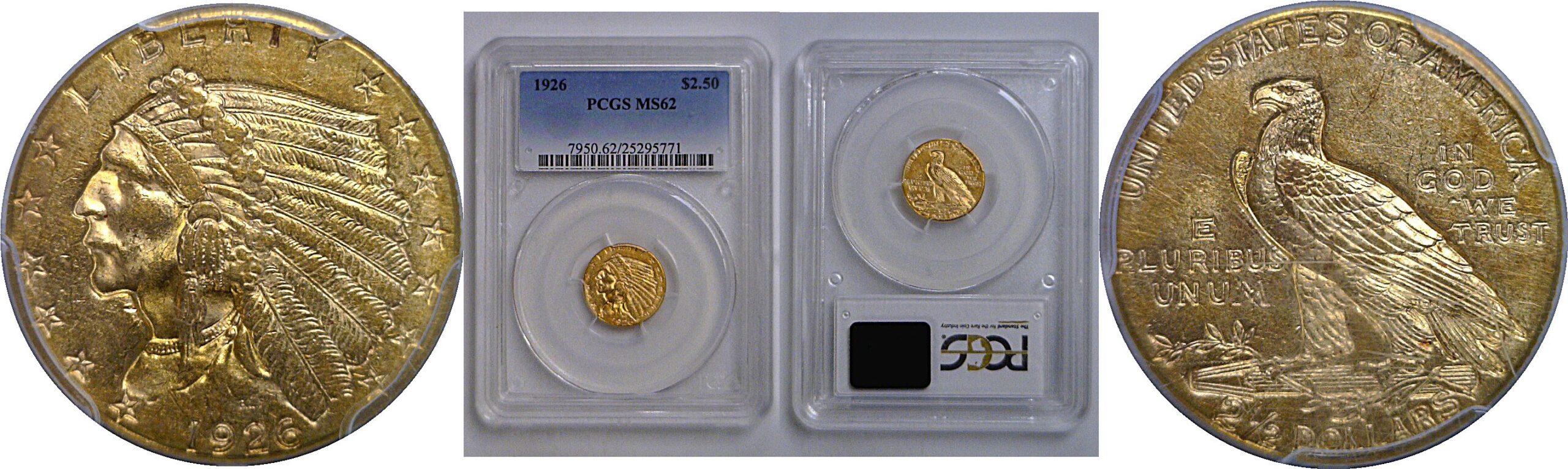 1926 $2 1/2 Indian   PCGS MS-62