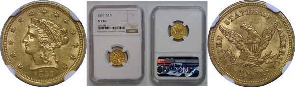 1857 $2 1/2 Liberty   NGC MS-60