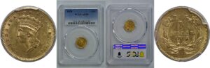 1858 One Dollar Gold Coin   PCGS AU-58