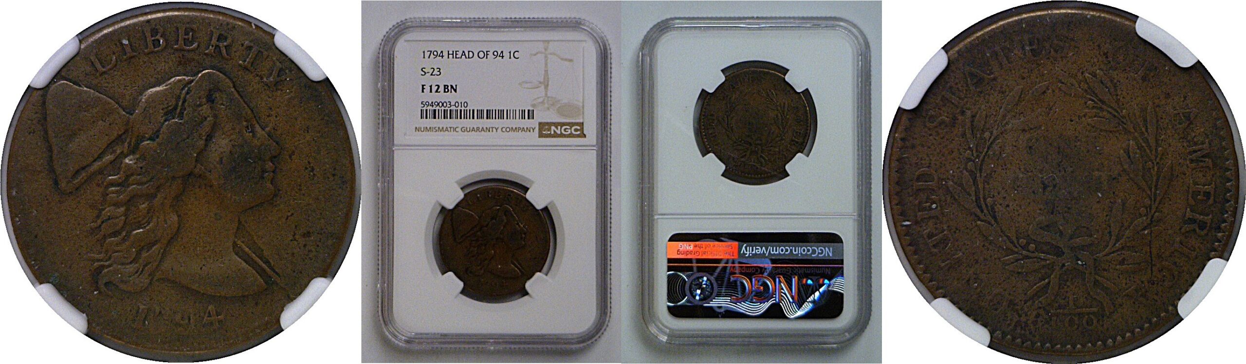 1794 S-23  Large Cent   NGC F-12