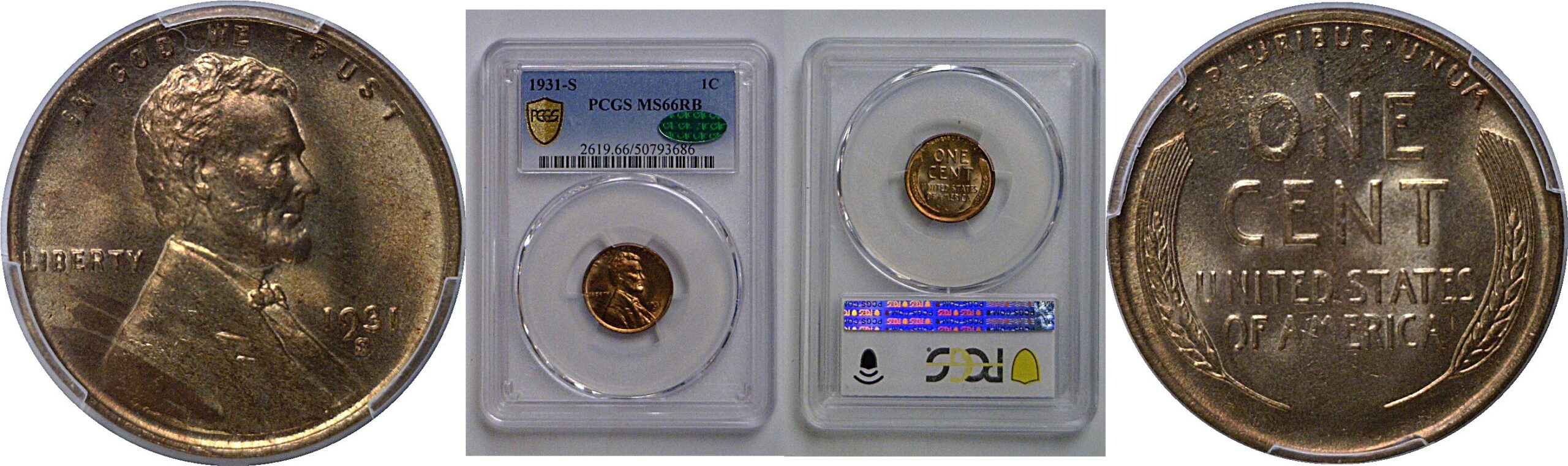 1931-S Lincoln Cent   PCGS MS-66 RB  CAC
