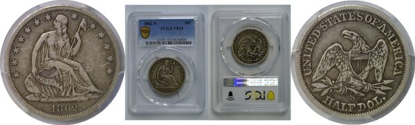 1862-S Seated Liberty Half Dollar   PCGS VF-35