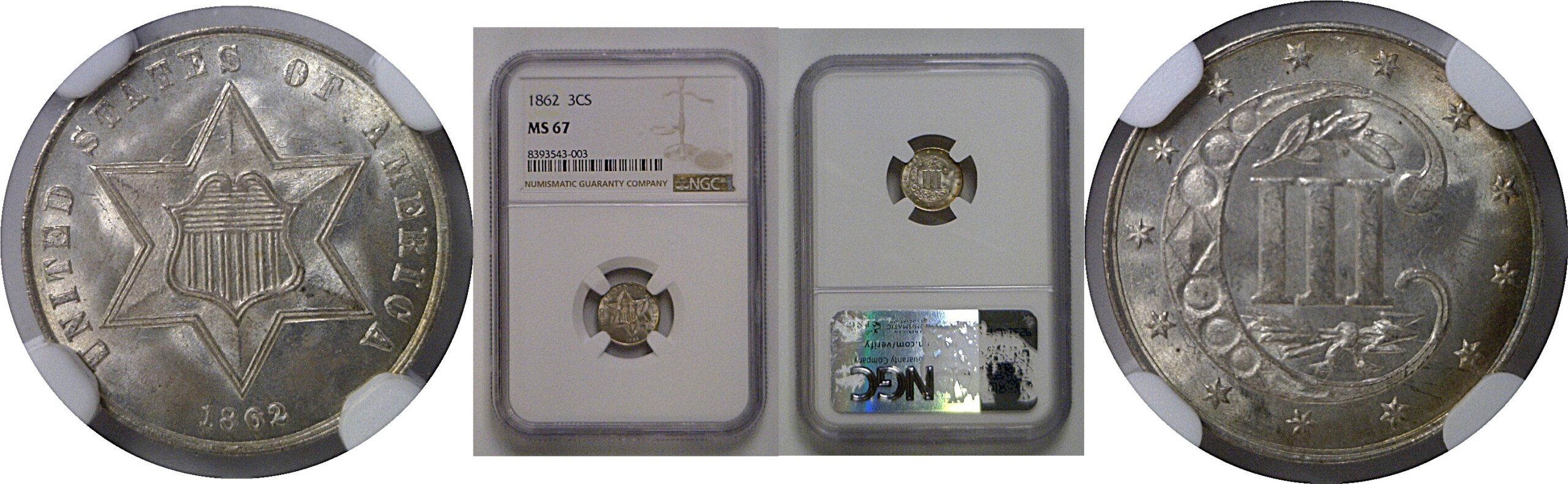 1862 Silver Three Cent   NGC MS-67