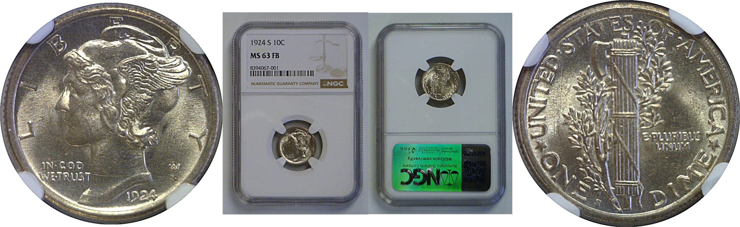 1924-S Mercury Dime   NGC MS-63 FB