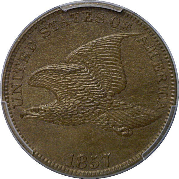 1857 Flying Eagle Cent   PCGS MS-63  CAC - Image 2