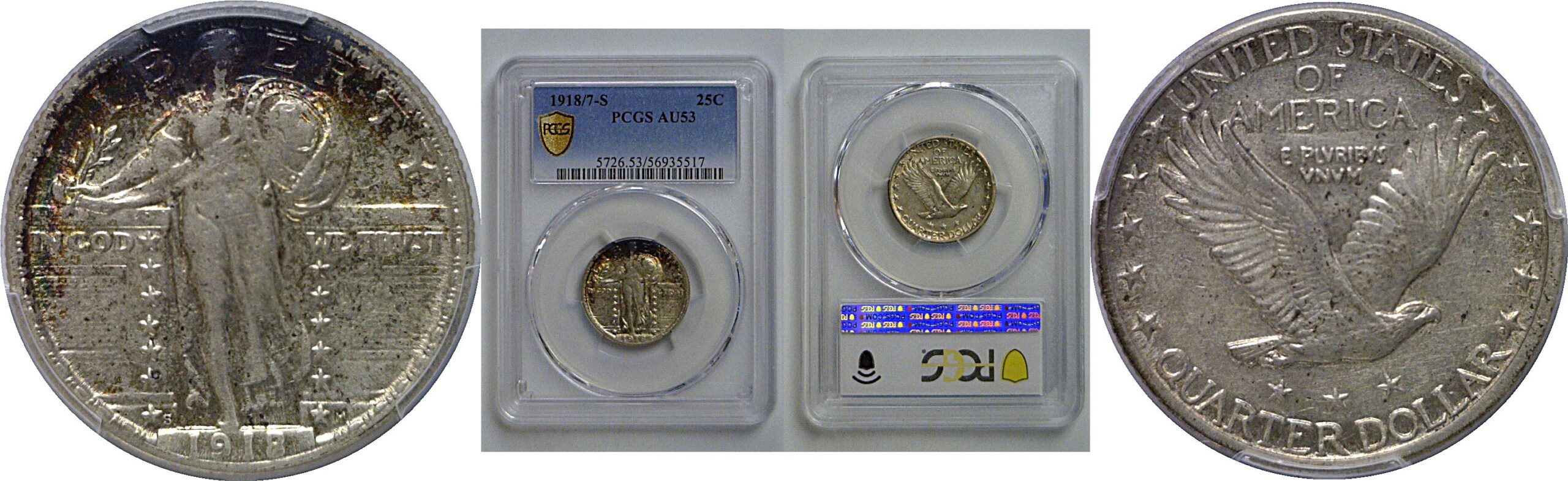 1918/7-S Standing Liberty Quarter   PCGS AU-53