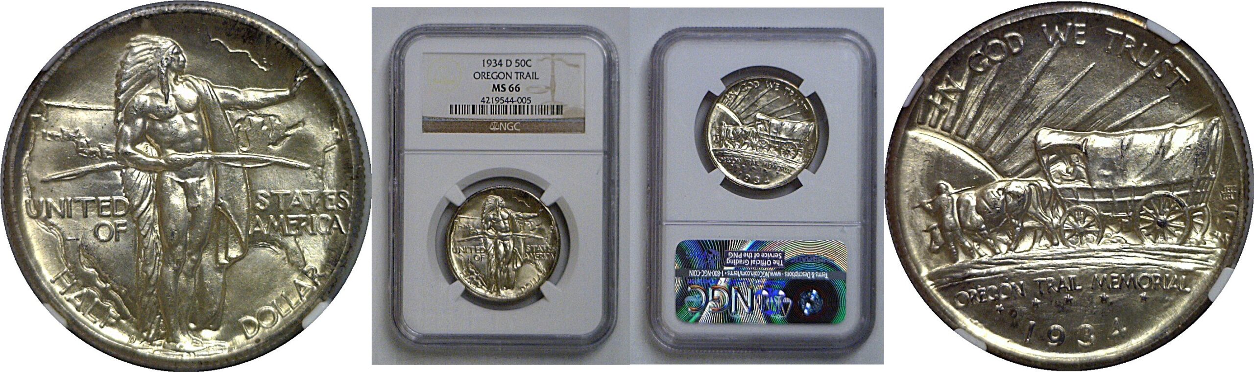 1934-D Oregon Trail Commemorative Half Dollar   NGC MS-66