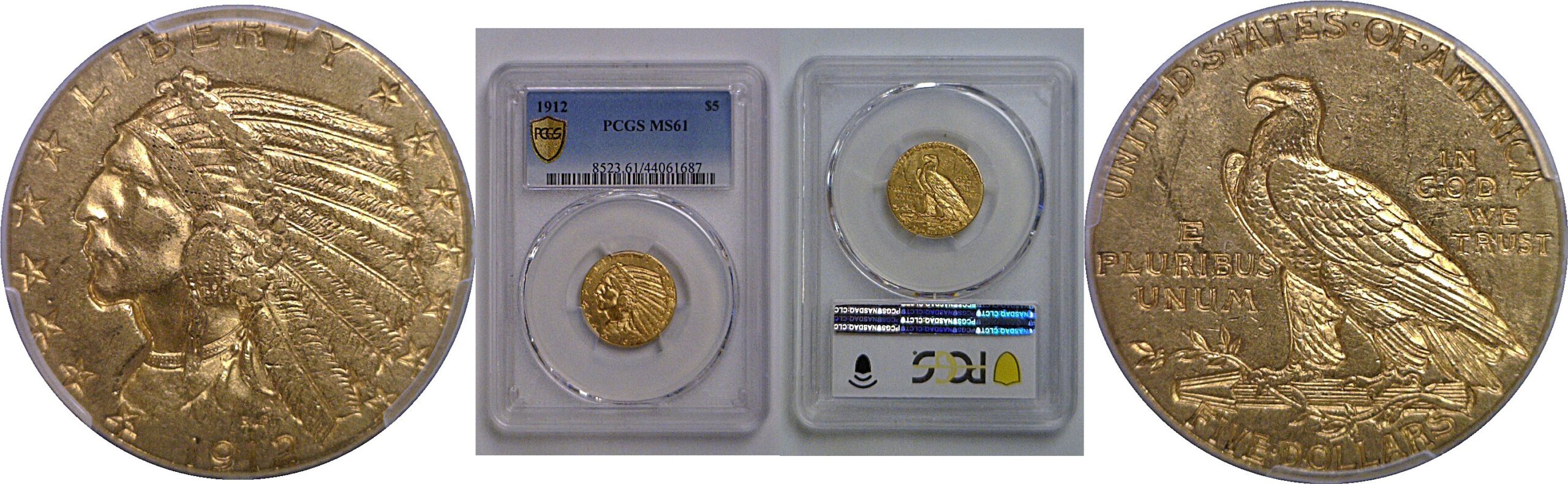 1912 $5 Indian   PCGS MS-61