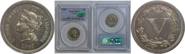 1868 Nickel Pattern  Judd-633   PCGS PR-63 CAC