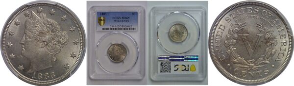 1883 With CENTS  Liberty Nickel   PCGS MS-65