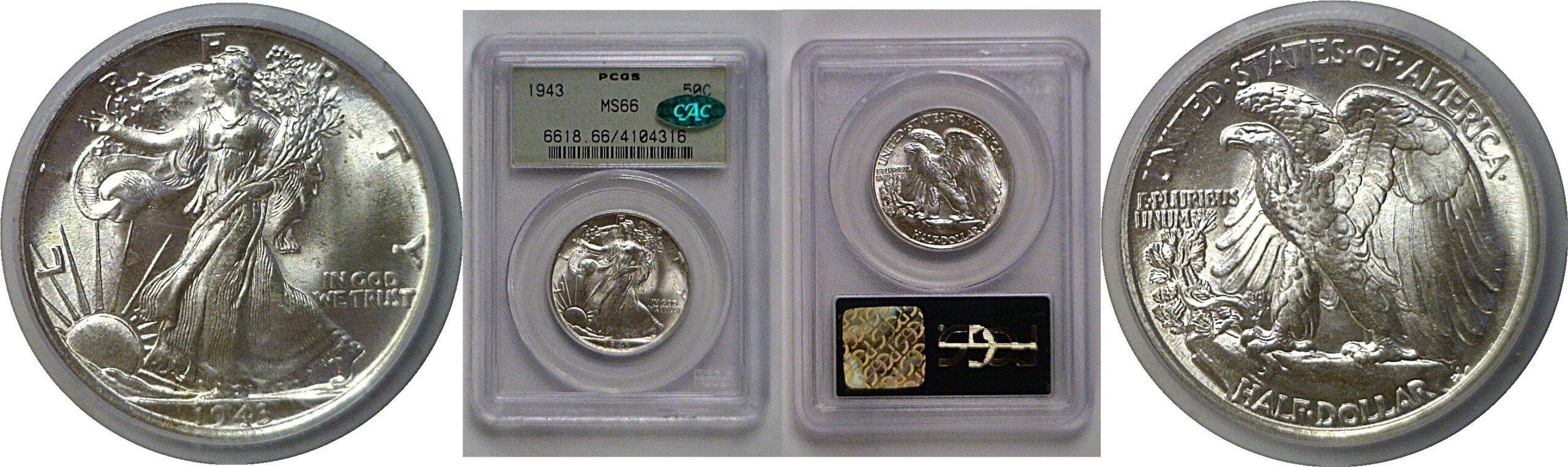 1943 Walking Liberty Half Dollar   PCGS MS-66  CAC