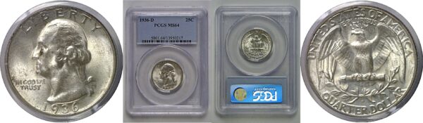 1936-D Washington Quarter   PCGS MS-64