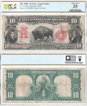 1901 $10 Legal Tender Fr-122 PCGS VF-25