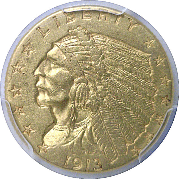 1913 $2 1/2 Indian   PCGS AU-58 - Image 2