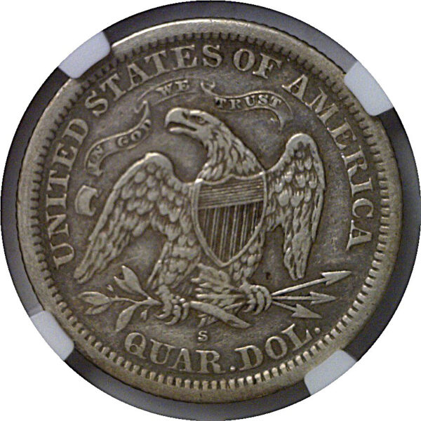 1869-S Seated Liberty Quarter   NGC XF-40 - Image 3