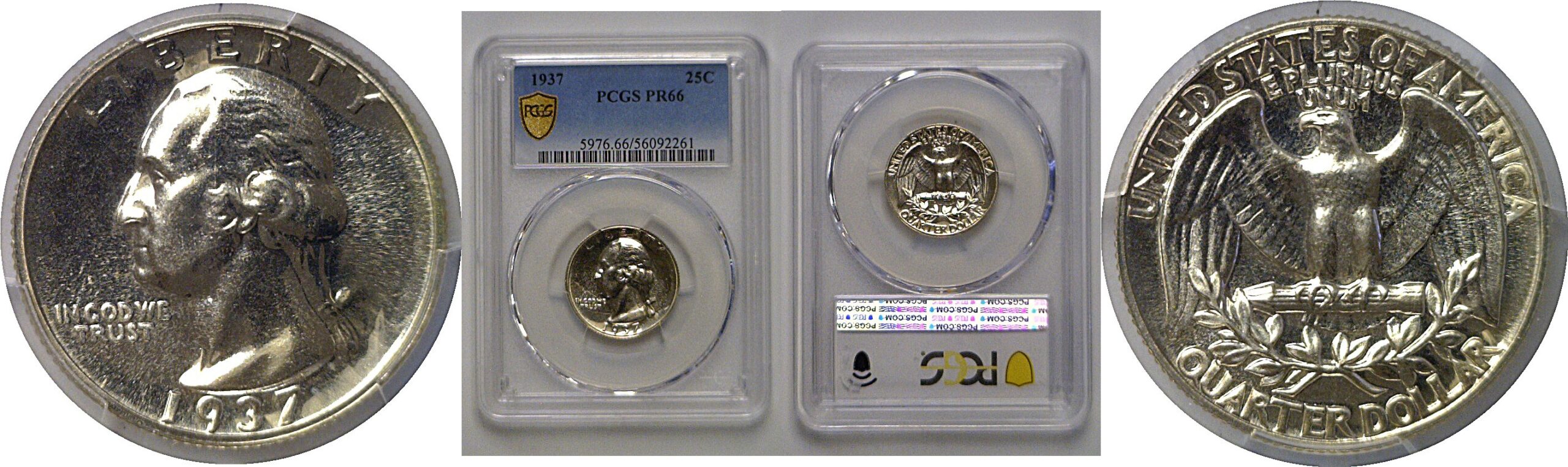1937 Washington Quarter   PCGS PR-66