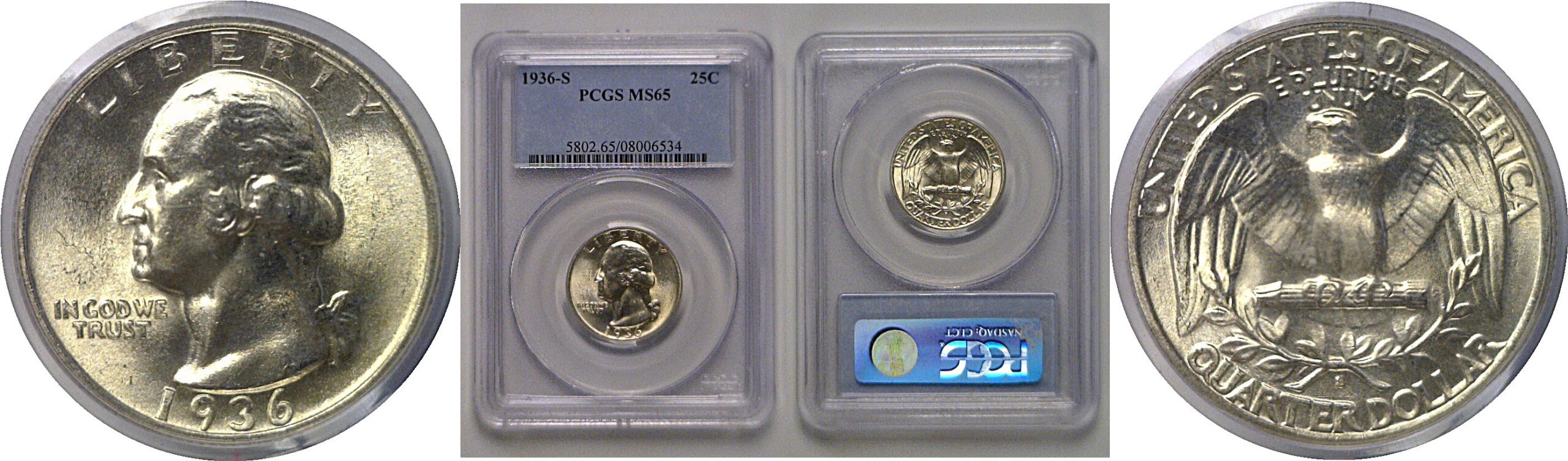 1936-S Washington Quarter   PCGS MS-65