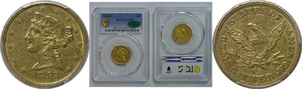 1853-C $5 Liberty   PCGS AU-53  CAC