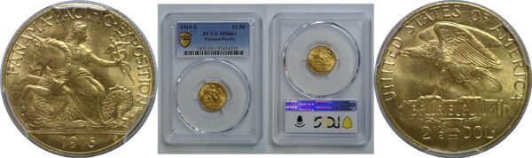 1915-S $2 1/2 Panama-Pacific Gold Commemorative     PCGS MS-66+