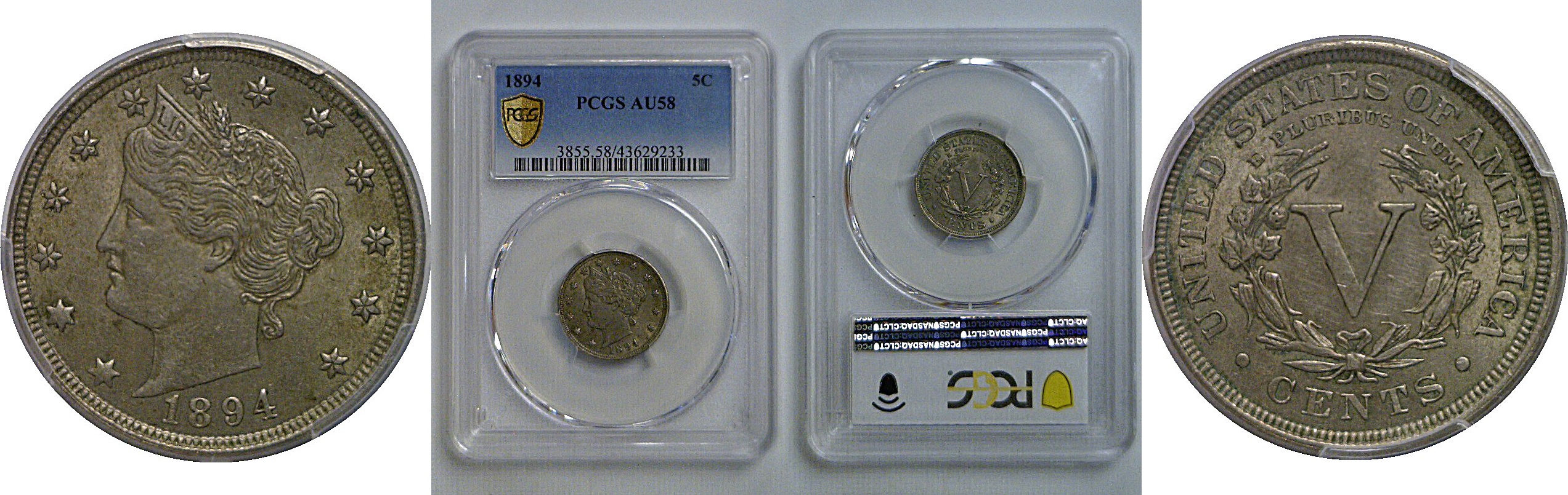 1894 Liberty Nickel   PCGS AU-58