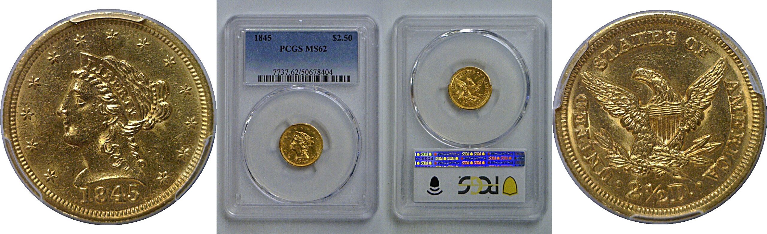 1845 $2 1/2 Liberty   PCGS MS-62