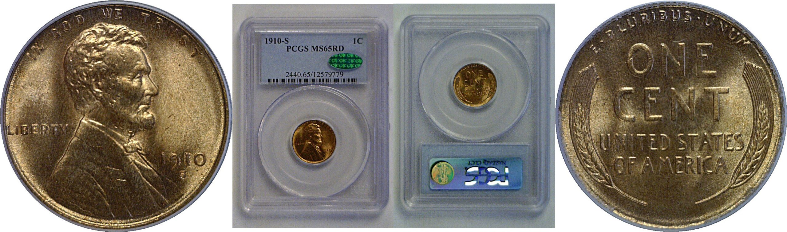 1910-S Lincoln Cent   PCGS MS-65 RD  CAC