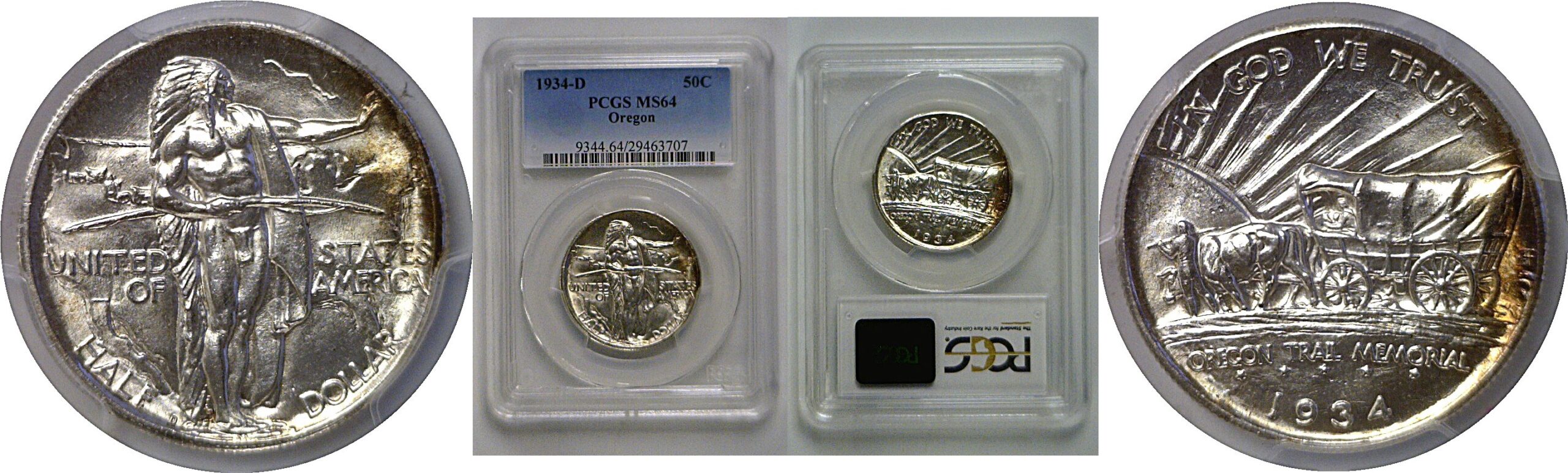 1934-D Oregon Trail Commemorative Half Dollar   PCGS MS-64