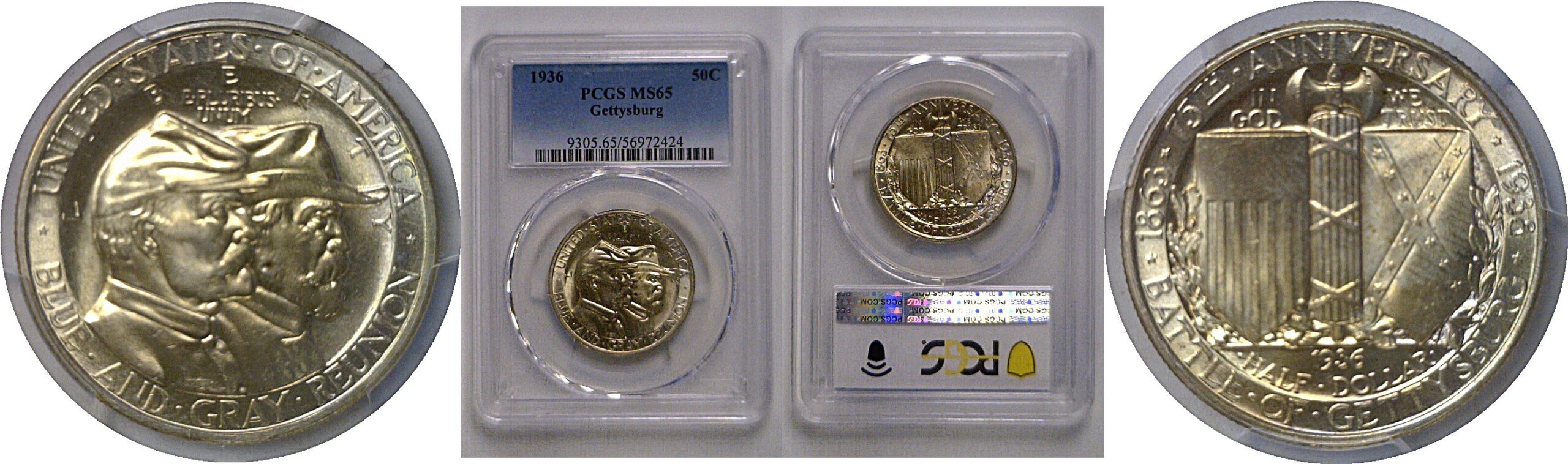 1936 Gettysburg Commemorative Half Dollar   PCGS MS-65