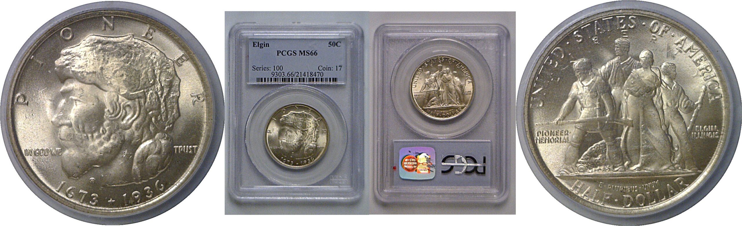 1936 Elgin Commemorative Half Dollar   PCGS MS-66