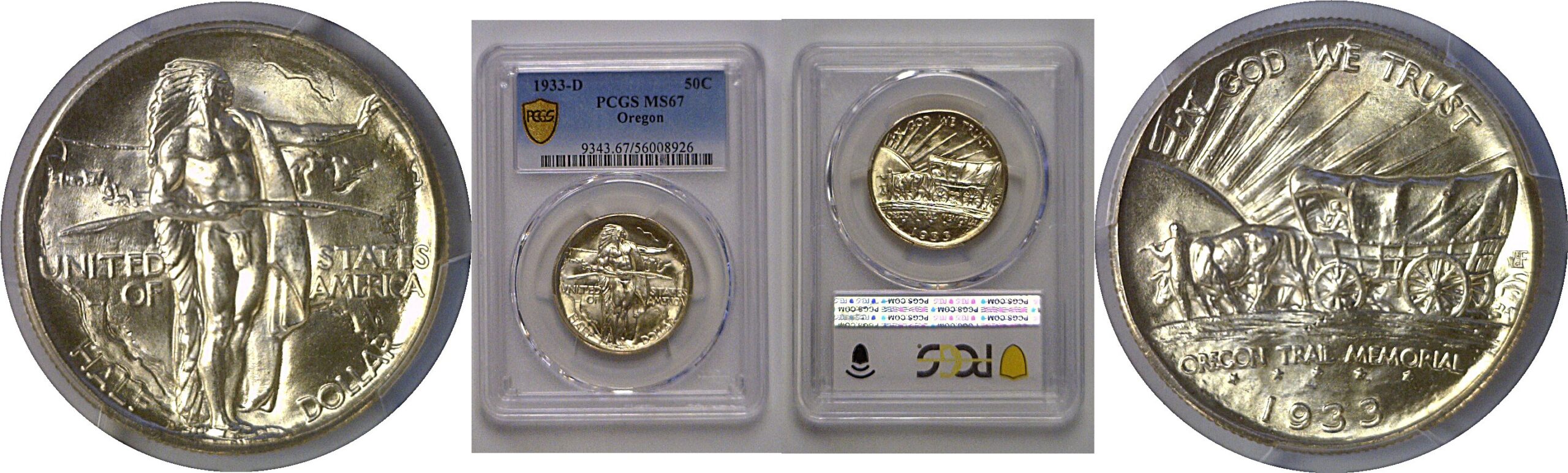 1933-D Oregon Trail Commemorative Half Dollar   PCGS MS-67