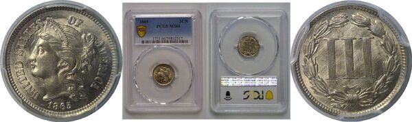 1865 Nickel Three Cent   PCGS MS-66
