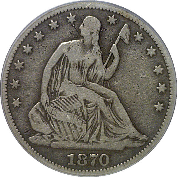 1870-CC Seated Liberty Half Dollar  PCGS VG-10 - Image 2