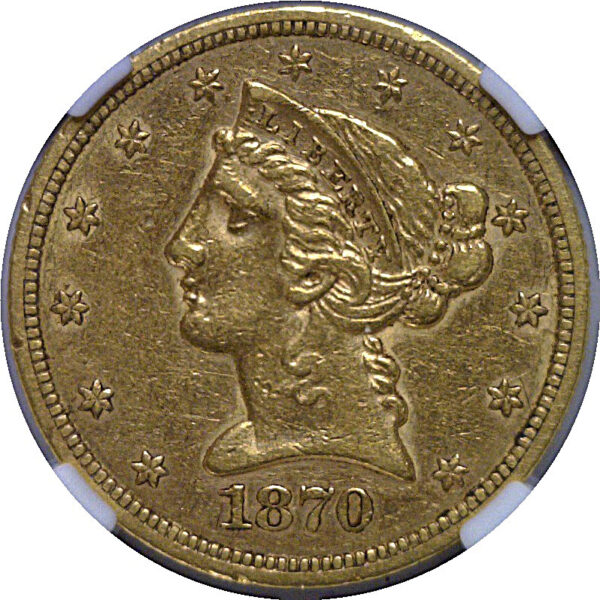 1870-S $5 Liberty   NGC AU-55 - Image 2