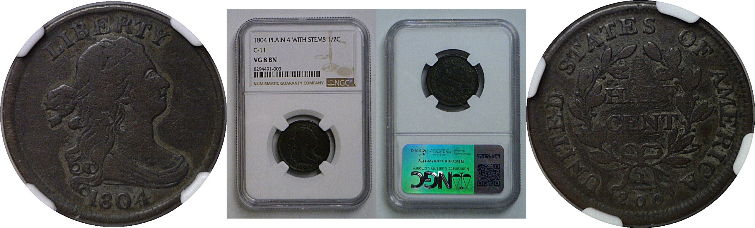 1804 Half Cent   NGC VG-8